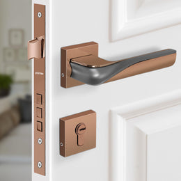 Plantex Triple Security Door Lock for Home/Main Door Lockset with 3 Years of Warranty/Mortise Locks for Door with Brass Lock Body & Cylinder(7086 - PVD Choco & Satin Black Matt)