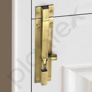Plantex Stainless Steel Door Kit for Single Door/Door Accessories (10-inch Al-Drop,8-inch Latch,2 Handles,7-inch Tower Bolt and 4-inch Door Stopper-(Brass Antique & Gold)