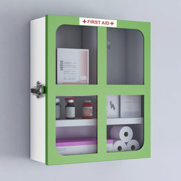Plantex First Aid Box/Emergency Medical Kit Box for Medicine Storage/Multi Compartment First Aid Kit Box for Home, School, Office Without Key - (Green & White)