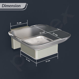 Plantex Stainless Steel Glass Soap Dish for Bathroom/Soap Holder/Soap Case/Soap Stand for Kitchen/Bathroom Accessories - Aqua (Satin)