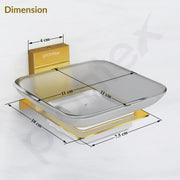 Plantex 304 Grade Stainless Steel Glass Soap Dish/Soap Stand/Soap Holder/Bathroom Accessories - Crystal (PVD Gold)