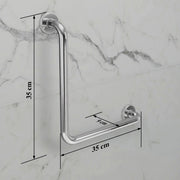 Plantex L-Shape Bathroom Handle for Senior Citizen/Grab Bar for Toilet/Support for Elderly People - Stainless Steel, Pack of 1 (Chrome)