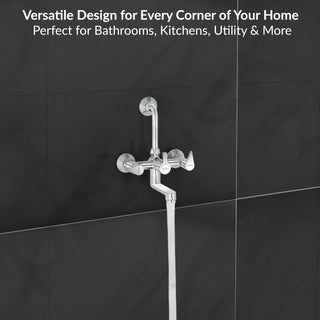 Plantex Pure Brass Wall Mixer for Bathroom 2 in 1 with L-Bend Provision for Overhead Shower/Mixer Tap for Bathroom -7 Year Warranty by Plantex -(Pac-1818-Chrome)
