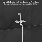 Plantex Pure Brass Wall Mixer for Bathroom 2 in 1 with L-Bend Provision for Overhead Shower/Mixer Tap for Bathroom -7 Year Warranty by Plantex -(Pac-1818-Chrome)