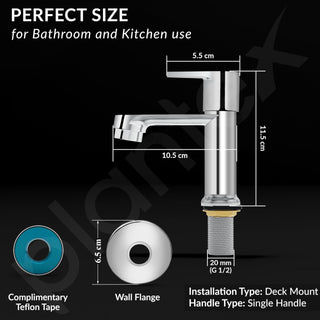 Plantex Pure Brass Pillar Tap for Wash Basin/Kitchen Taps for Home Sink/Wash Basin Tap with 7 Year Warranty (PAC-1803-Mirror Chrome)