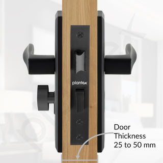 Plantex Heavy-Duty Door Lock Set - Main Door Lock Handle Set/ 6-Lever Lock Mechanism with 3 Years of Warranty/Mortise Lock with 3 Keys, Brass Lockbody & Cylinder(Black)