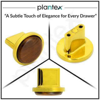 Plantex Knobs for Drawer/Round Drawer Knobs/Knobs for Cabinets/Pull-Push Knobs for Kitchen/Bedroom Drawer - Pack of 6 (Small, Gold & Wood)