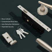 Plantex Mortise Door Lock for Home/Main Door Lock Set for Home & Bedroom/Premium Door Handle Lock with Brass Lock Body & Cylinder (7135, Satin White)