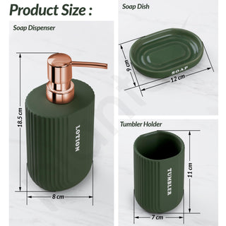 Plantex Ceramic Bathroom Set - Soap Holder for Bathroom/Liquid Soap Dispenser/Tumbler Holder/Toothbrush Holder - 3 Pcs Set