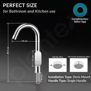 Plantex Pure Brass Kitchen Sink Tap with Water Saving Aerator/Sink Tap for Kitchen Basin with Brass Wall Flange and Teflon Tape-7 Year Warranty (ORN-212-Chrome)