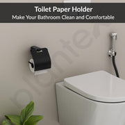 Plantex Space Aluminium Toilet Paper Holder/Tissue Paper Roll Holder in Bathroom/Lavatory/Bathroom Accessories (Black)