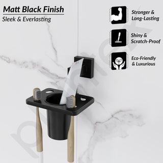 Plantex 304 Grade Stainless Steel Tooth Brush Holder/Tumbler Holder/Bathroom Accessories - Splash (Black)