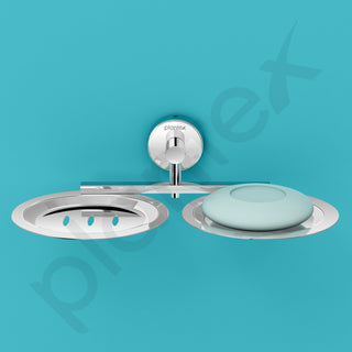 Plantex Stainless Steel Double Soap Holder for Bathroom/Soap Stand/Dual Soap Dish/Soap Storage/Bathroom Accessories - (Chrome)