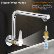 Plantex Pure Brass Sink Tap for Kitchen with Wall Flange & Teflon Tape/Wall Mount Kitchen Sink Faucet (DOL-4301, Chrome)