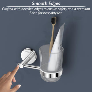 Plantex 304 Grade Stainless Steel Toothbrush, Paste and Tumbler Holder for Bathroom and Wash Basin/Bathroom Accessories - Oreo (Chrome)