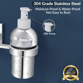 Plantex 304 Grade Stainless Steel Wash Basin Hand Wash Holder and Dispenser for Liquid Soap for Bathroom Accessories - Senso (Chrome)