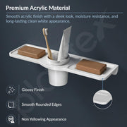Plantex Double Soap Dish with Tumbler Holder/Acrylic Soap Stand with Tumbler for Bathroom/Soap Holder/Bathroom Accessories - Pack of 1 (VIW-119, White)