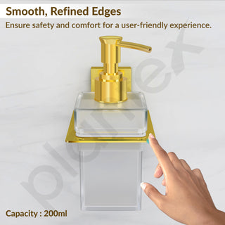 Plantex 304 Grade Stainless Steel Liquid Soap Dispenser for Bathroom/Frosted Glass Liquid Shampoo Dispenser/Hand wash Dispenser/Bathroom Accessories - Pack of 1 (Crystal, PVD Gold)