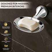 Plantex Soap Holder for Bathroom/Pure Brass Single Soap Dish/soap Stand/Soap Bar/Soap Case/Bathroom Accessories - Pack of 1 (APS-EFL-06, Chrome)