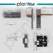 Plantex Heavy Duty Door Lock ÃƒÂ¢Ã¢â€šÂ¬Ã¢â‚¬Å“ Bathroom Door Lock/Mortise 8inch Keyless Plate Handle Set for Home/Bathroom/Store Room/Balcony/Office with Baby Latch (8113, Satin Black & PVD Choco)