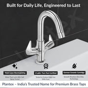 Plantex Pure Brass Wash Basin Tap with Water-Saving Aerator/Sink Tap for Kitchen Basin with 360° Swivel Spout for Kitchen and Basin Tap- 7 Year Warranty (PAC-1809-Chrome)