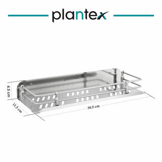 Plantex Bathroom Shelf for Wall/Stainless Steel Bathroom Shelf with Railings/Storage Organizer/Bathroom Accessories Set(12 inches, Chrome)