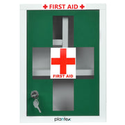 Plantex Metal Emergency First Aid Box for Home/Medical Kit Box for Medicine Storage with Multi Compartments for School, Office - Lockable (Green & White) Big Size, Wall Mount