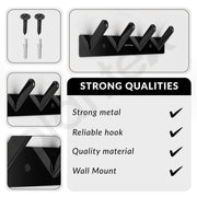 Plantex Wall Hooks for Hanging Cloth/Stainless Steel Towel Hangers/Bathroom Robe Hooks/Door Hangers/Square Wall Hook/Hook Rail for Hanging Keys - 4 Hooks (Pack of 2, PVD Black)