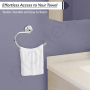 Plantex 304 Grade Stainless Steel Round Towel Ring for washbasin/Napkin Hanger for Bathroom/Hand Towel Holder/Bathroom Accessories - Daizy (Chrome)