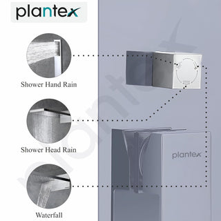 Plantex Shower Panel for Bathroom/Solid Brass 3 in 1 Bathroom Shower Set/Overhead Shower with Dual Function/Handshower with Waterfall Outlet –Chrome