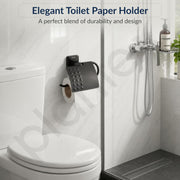 Plantex 304 Grade Stainless Steel Toilet Paper Holder for Bathroom/Toilet Roll Holder/Toilet Tissue Paper Roll Holder/Bathroom Accessories - Squaro (Black)