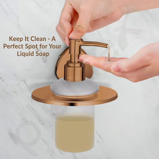 Plantex J4 Stainless Steel Liquid Soap Dispenser/Shampoo Dispenser for Wash Basin/Hand Wash Dispenser Wall Mounted/Bathroom Accessories (PVD Rose Gold Finish) Angel