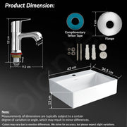 Plantex Ceramic Basin with Stainless Steel Pillar Cock/Wall Hung Basin/Deck Mount Tap/Basin for Bathroom - (Cubic - Combo)