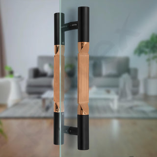Plantex 15 Inch Main Door Handle for Wooden Doors - Pull-Push Handle Accessories (Pack of 1, Rose Gold, Black) - 3 Years Warranty