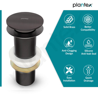 Plantex Pure Brass Pop Up Coupling 5 Inch/Waste Coupling for Wash Basin/Coupling for Drain Out let System Full Thread - Pack of 1 (PVD Grey)