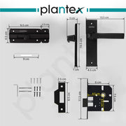 Plantex Heavy Duty Door Lock ÃƒÂ¢Ã¢â€šÂ¬Ã¢â‚¬Å“ Bathroom Door Lock/Mortise 8inch Keyless Plate Handle Set for Home/Bathroom/Store Room/Balcony/Office with Baby Latch (8126, DC-Black & Z-Black)