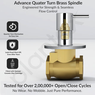 Plantex 25 mm Pure Brass Flush Valve with Teflon Tape & Brass Wall Flange for Commercial & Residential Use-7 Year Warranty (ICO-920-Chrome)