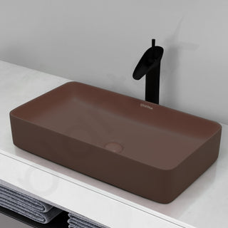 Plantex Ceramic Basin for Bathroom/Table Top Ceramic Basin/Washbasin Sink for Bathroom - (Rectangle - Matt Brown)