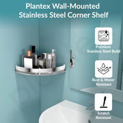 Plantex Corner Shelf for Bathroom Wall/Stainless Steel Bathroom Shelf/Side Corner Shelf/Bathroom Storage Organizer (12x12 inches, Chrome)