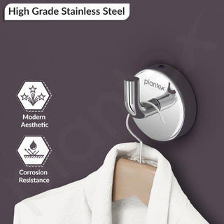 Plantex Stainless Steel Robe Hook for Bathroom/Door Hook Hanger/Wall Hanging Hooks/Bathroom Accessories - Pack of 1 (Chrome)