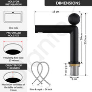 Plantex Brass Wash Basin Mixer Tap/Thermostatic Hot & Cold Basin Mixer Faucet/Deck Mount Pillar Spout for Bathroom Sink - Pack of 1 (APS-4601, Black Matt)