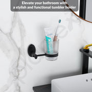 Plantex 304 Grade Stainless Steel Tumbler Holder/Tooth Brush Holder/Bathroom Accessories - Oreva (Black)