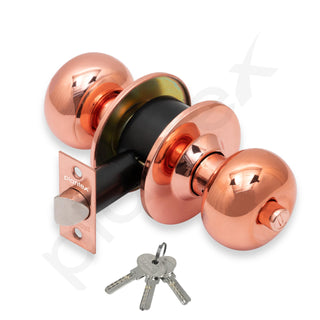 Plantex Door Lock - Cylindrical Door Lock with 3 Keys/Tubular Door Knob/Lock for Main Door/Bedroom (Rose Gold), Stainless Steel