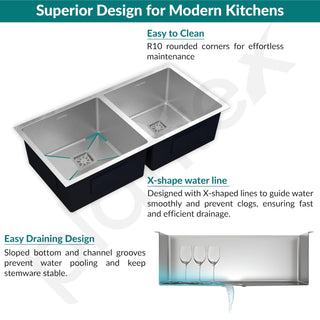 Plantex Heavy Duty Stainless Steel Double Bowl Sink For Kitchen/Handmade Kitchen Sink with 25 Years Warranty by Plantex/Sink with Coupling, Hose Pipe and Drying Rack (Silver Matt - 37x18x9 Inches)