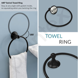 Plantex Towel Ring for Bathroom/Stainless Steel Towel Holder/Round Napkin Ring/Towel Stand for Bathroom/Bathroom Accessories - Pack of 1 (Black)