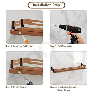 Plantex Stainless Steel Shelf for Bathroom/Multipurose Bathroom Shelf/Stand/Rack/Bathroom Organiser (18 x 5 Inch, PVD Rose Gold)