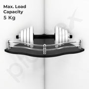 Plantex Shelf for Bathroom/Bathroom Corner Organizer Shelf/Black Glass Corner Shelf for Living Room (9x9 Inches, Flower - Pack of 1)