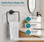 Plantex Stainless Steel Towel Hanger for Wash Basin/Towel Ring/Napkin Hanger for Bathroom/Towel Holder/Bathroom Accessories (Black)