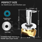 Plantex Pure Brass 25 mm Toilet Flush Valve for Toilet with Teflon Tape & Brass Wall Flange for Commercial & Residential Use - (Flip, Chrome)