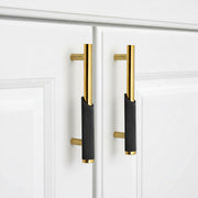 Plantex Stainless Steel & Aluminium Cabinet Handle/96mm Wardrobe Door Handle/Cupboard Pull-Push Handles for Home/Office - Pack of 2 (Black & Gold)